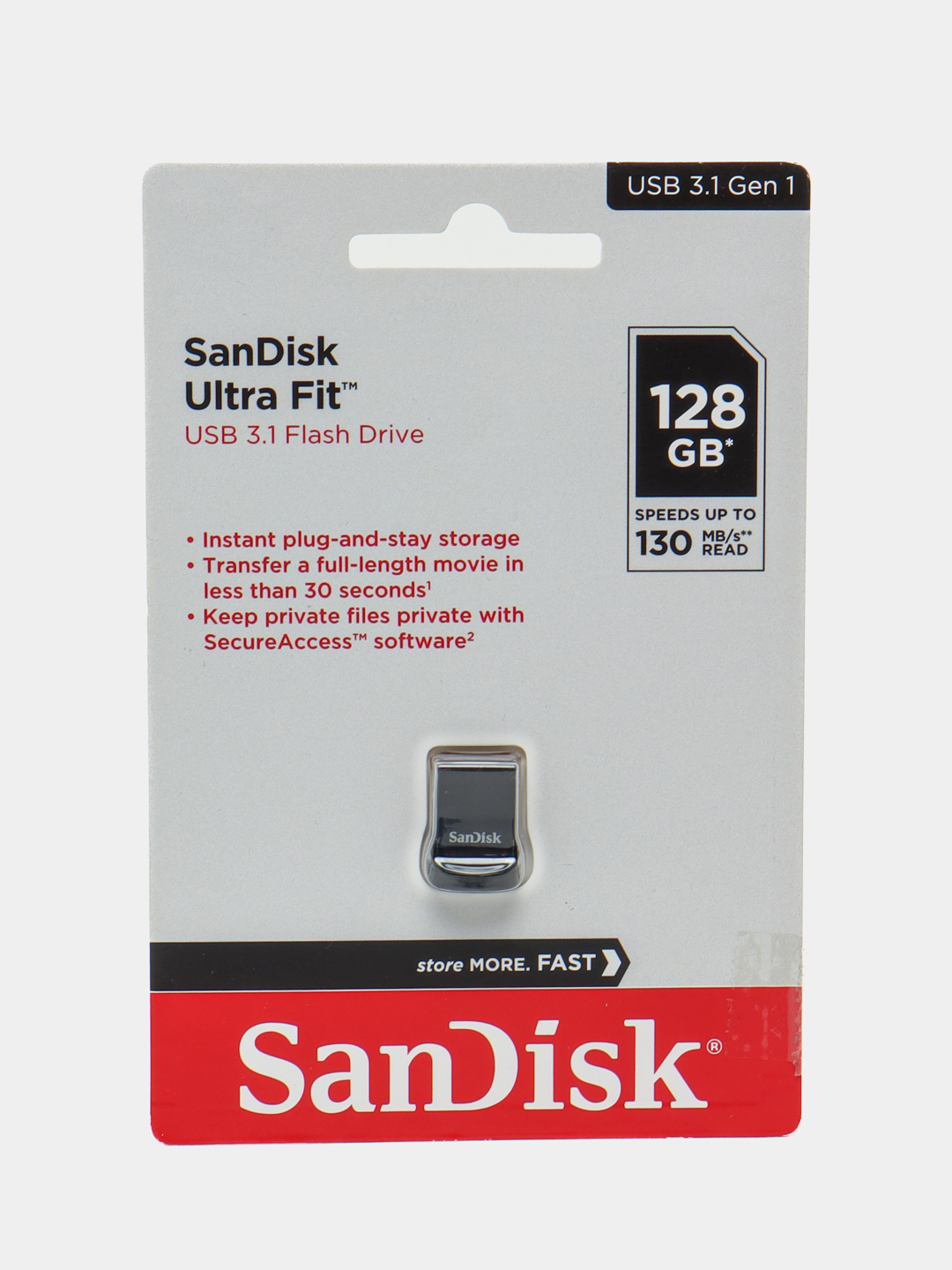 Флешка 128 GB флеш-накопитель SanDisk Ultra Fit USB 3.1 маленькая ...