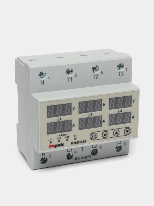 Kuchlanish relesi Impuls RN-63A, 3 fazali