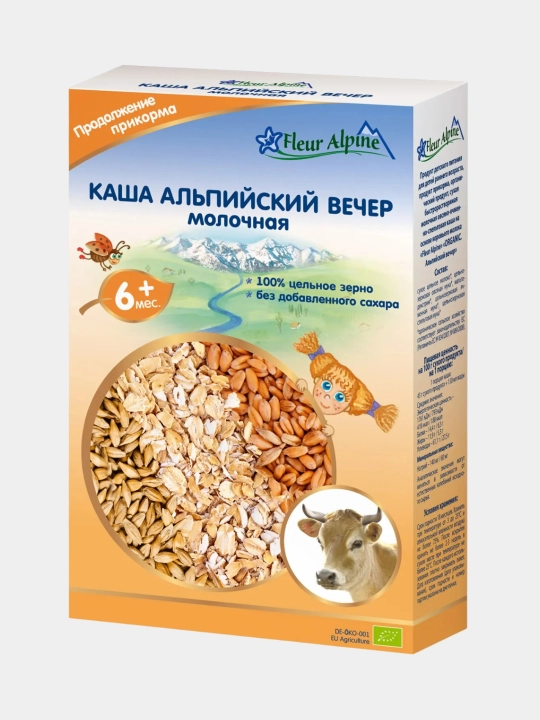Sut botqasi Alp tog'lari oqshomi Fleur Alpine 6 oydan boshlab, 200 g