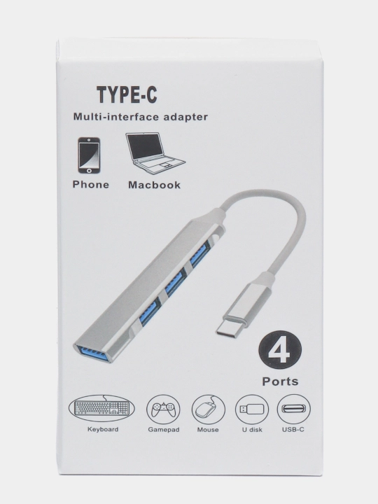 Usb hub kontsentrator type-C splitter 4 port uchun