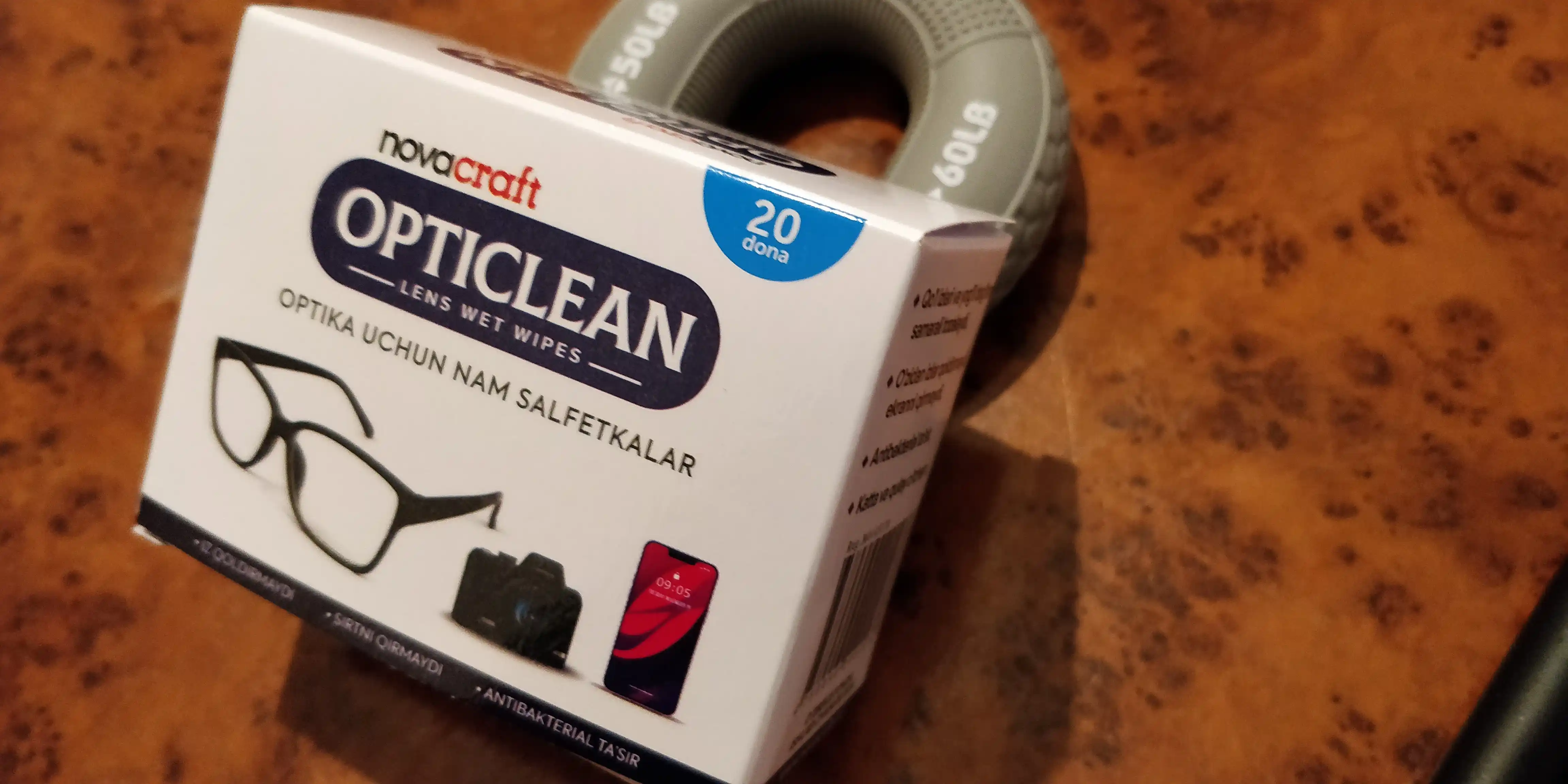 Opticlean ko‘zoynak va gadjet ekranlari uchun nam salfetkalar, 20 dona