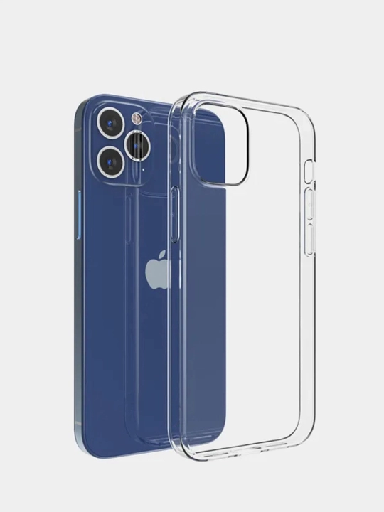 Silikon g'ilof "iPhone 12, 13, 14 Mini, Pro, Max Plus" uchun, shafof - 