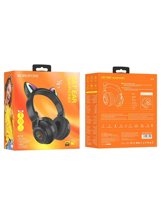 Bolalar uchun simsiz quloqchinlar Cat ear BT 5.0 qora