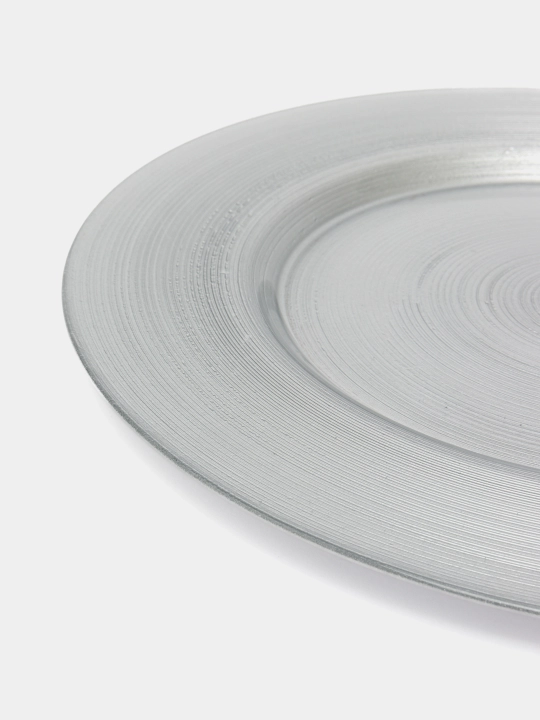 Dekorativ likopcha Glasscom Circle Supla, kumush, 33 sm