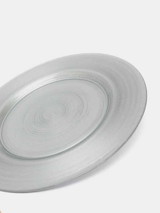 Dekorativ likopcha Glasscom Circle Supla, kumush, 33 sm