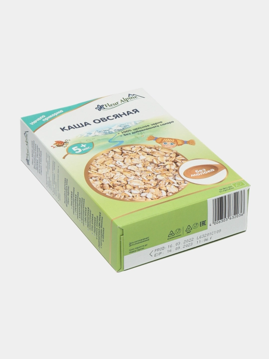 Bo'tqa Fleur Alp pyuresi, sutsiz suli uni, 5 oydan boshlab, 175 g