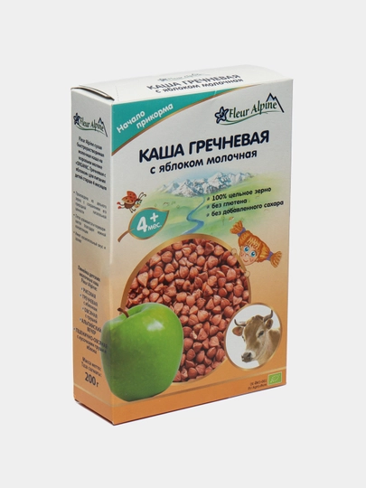 Bo'tqa Fleur Alpine grechkali sut va olma bilan, 4 oygacha, 200 g - 