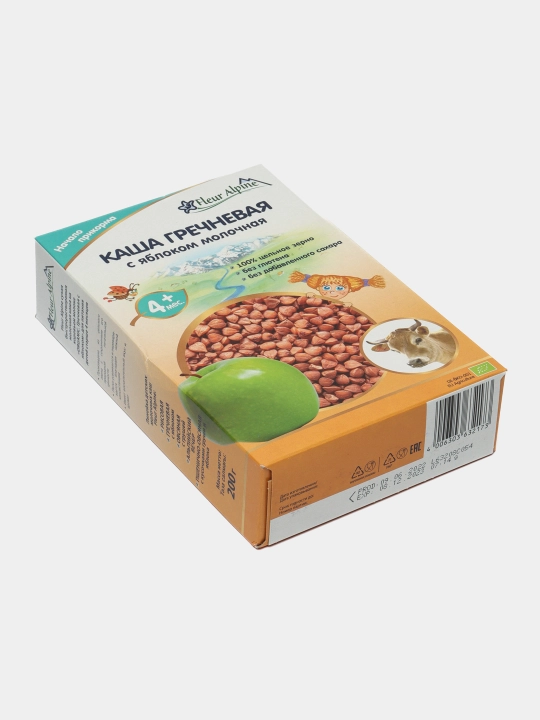Bo'tqa Fleur Alpine grechkali sut va olma bilan, 4 oygacha, 200 g