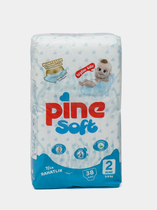 Детские подгузники Pine Soft Mini 2, 3-6 кг, 38 шт - 