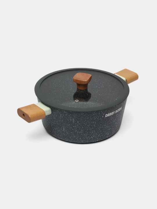 Кастрюля с крышкой Homezaza DHM0324, с антипригарным покрытием, алюминий, 24 * 12 см - 