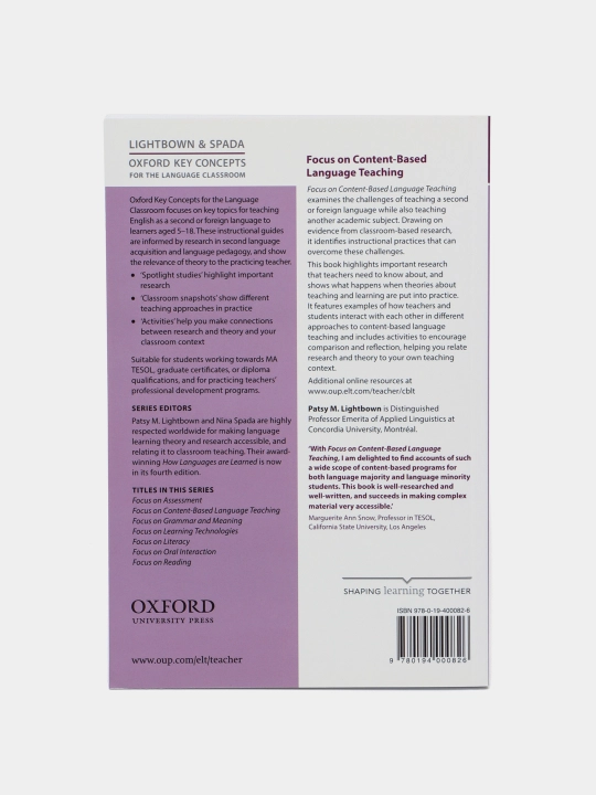 Focus On Content-Based Language Teaching, Patsy M. Lightbown