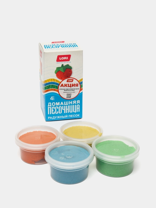 Uy qum qutisi kamalak qumi Lori, 4 rang  80 grammdan, Pt-022
