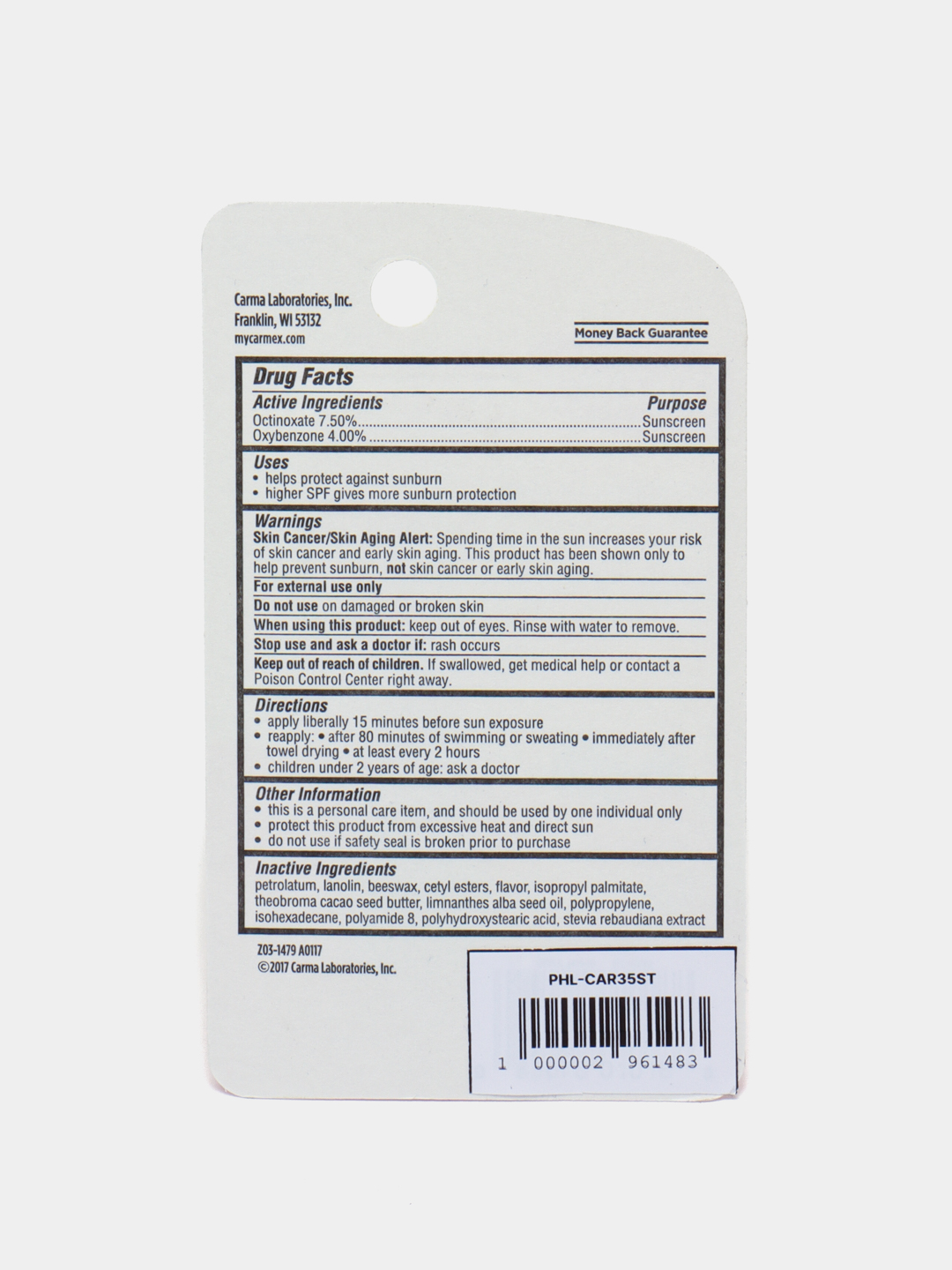 Lablar uchun namlovchi balzam Carmex SPF 15 tyubik, qulupnay, 10 g