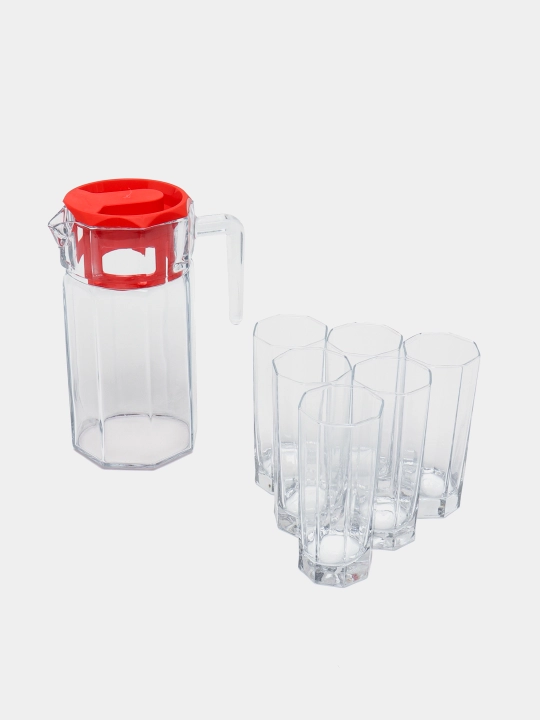 Shisha to‘plam Pasabahce Kosem: ko‘za 1,3 l + stakanlar 260 ml, 6 dona