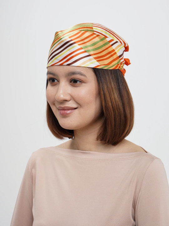 Ayollar ro'molchasi bosh yoki bo'yin uchun, kvadrat bosma bandana, atlas palantin