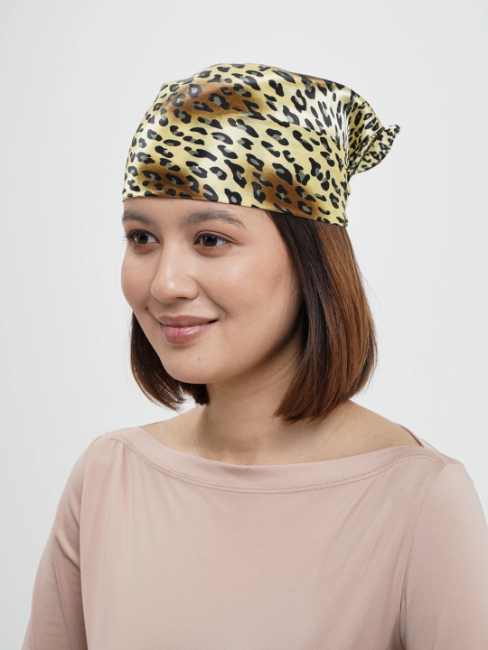 Ayollar ro'molchasi bosh yoki bo'yin uchun, kvadrat bosma bandana, atlas palantin