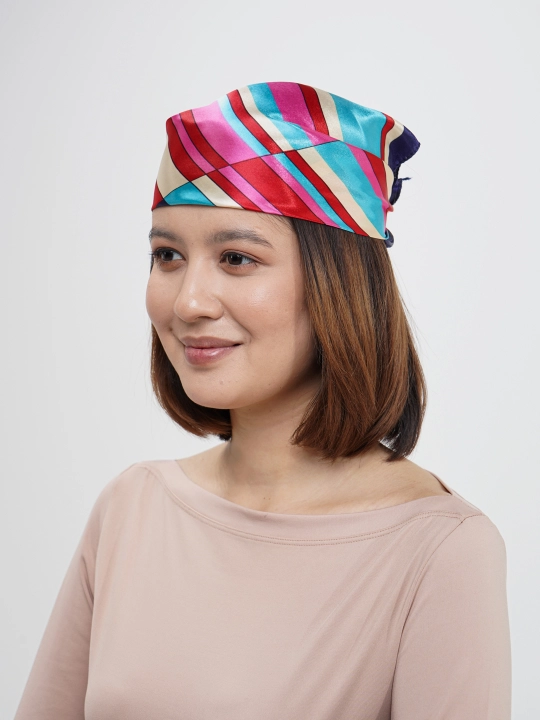 Ayollar ro'molchasi bosh yoki bo'yin uchun, kvadrat bosma bandana, atlas palantin