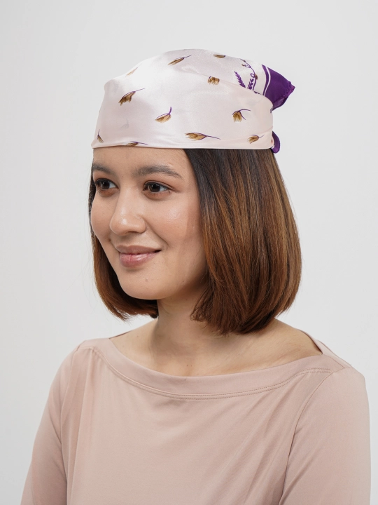 Ayollar ro'molchasi bosh yoki bo'yin uchun, kvadrat bosma bandana, atlas palantin