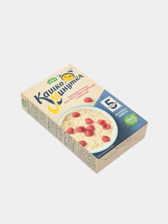 Овсяные хлопья Кашка-Минутка овсяные хлопья, малина, 185 г