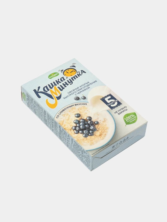 Овсяные хлопья Кашка-Минутка Кунцево, с черникой и сливками, 215 г