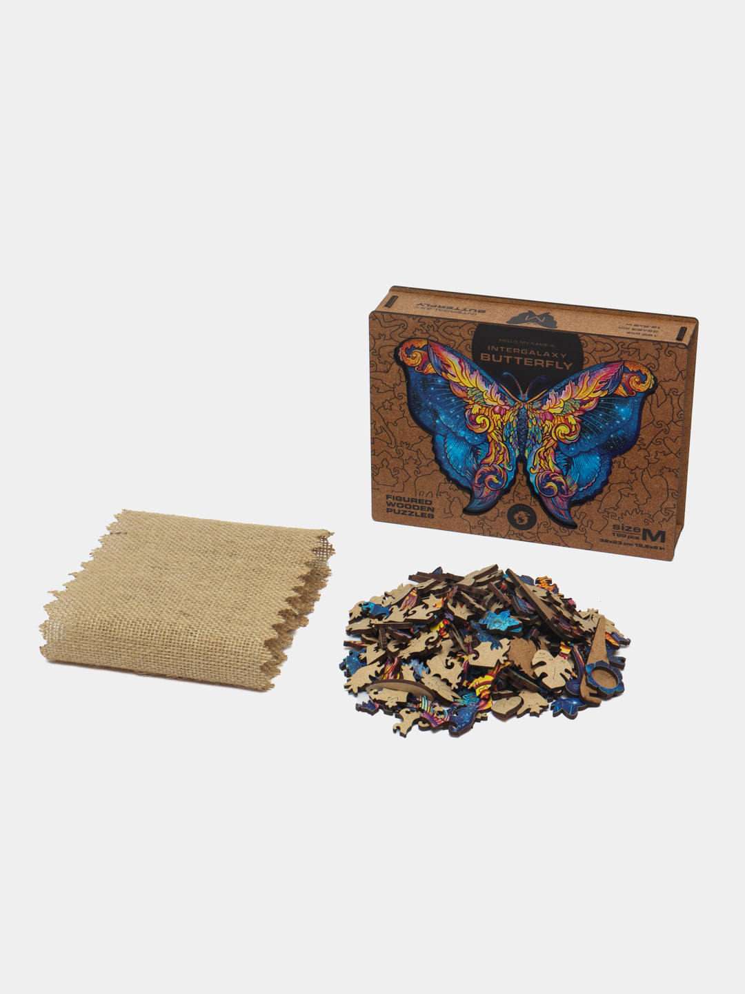 Деревянный пазл Unidragon "Intergalaxy butterfly" M, 32 * 23 см, 199 элементов - 