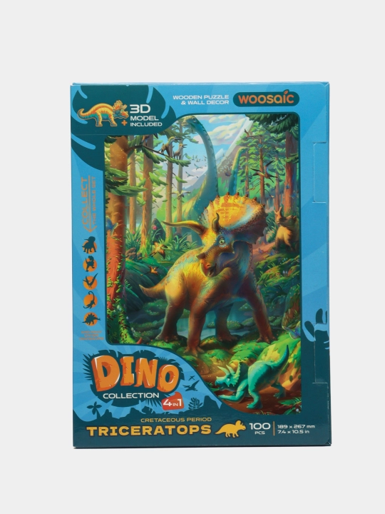 Деревянные пазлы Тираннозавр 3D Unidragon, фигурка линейка, декор интерьера