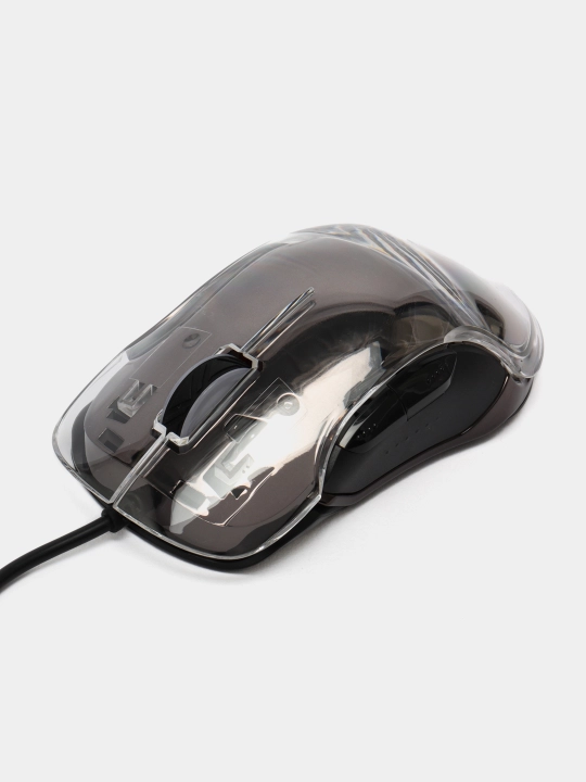 O'yin sichqonchasi Porodo RGB 8d Crystal Shell 12800 DPI, shaffof sichqoncha