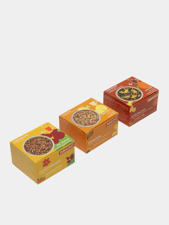Choy aralashmalari to'plami Immuno Fruteabar, 6 ta paketdan 3 quti