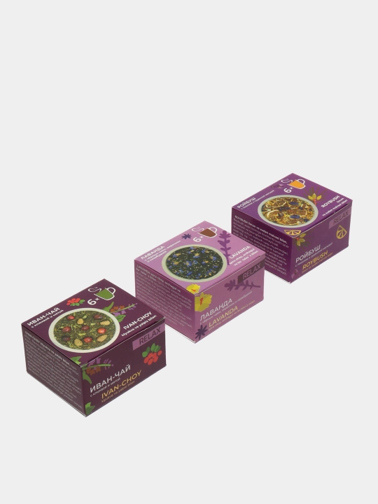Choy aralashmalari to'plami Relax Fruteabar, 6 ta paketdan 3 quti