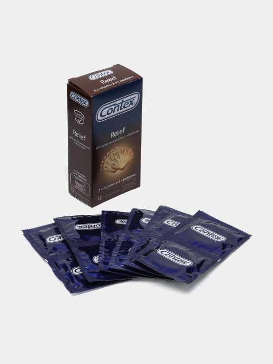 Презервативы Contex Relief, 6 с ребрами и 6 с точками, 12 шт