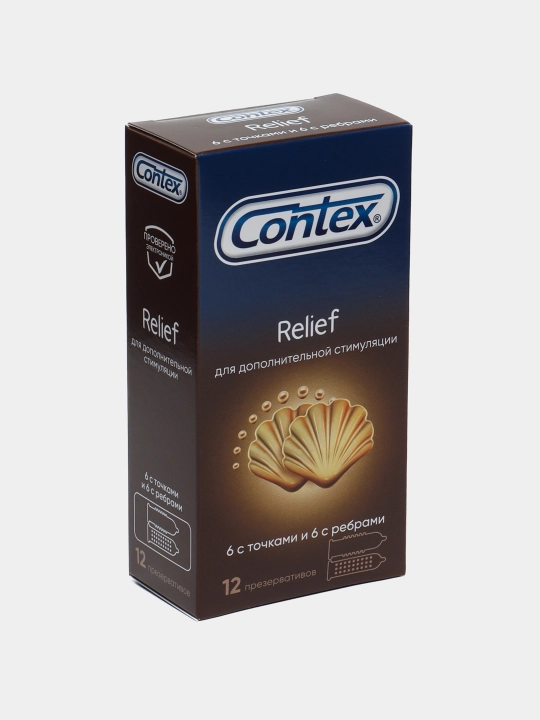 Презервативы Contex Relief, 6 с ребрами и 6 с точками, 12 шт