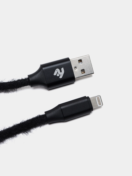 Кабель 2E USB-A - Lightning Fur, 1м, Black 2E-CCLAC-Black