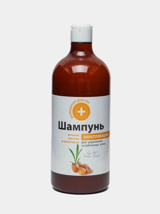 Шампунь укрепляющий, для волос, яичные желтки и золотой ус, Домашний Доктор, 1000 мл