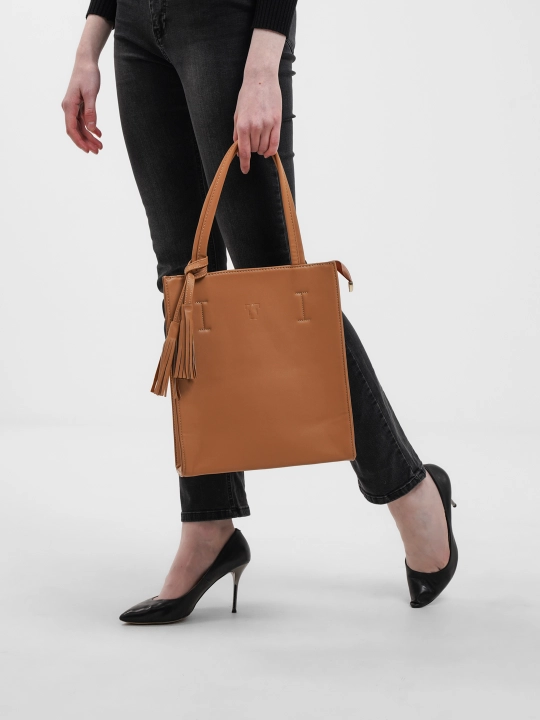 Sumka ayollar uchun tote eko teridan uzun tutqichli va kistali 28×32×13 sm - 