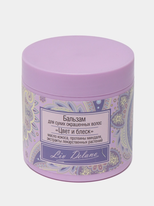Quruq va bo‘yalgan sochlar uchun Liv Delano Rang va yaltiroqlik balzami, 350 g, parvarish - 