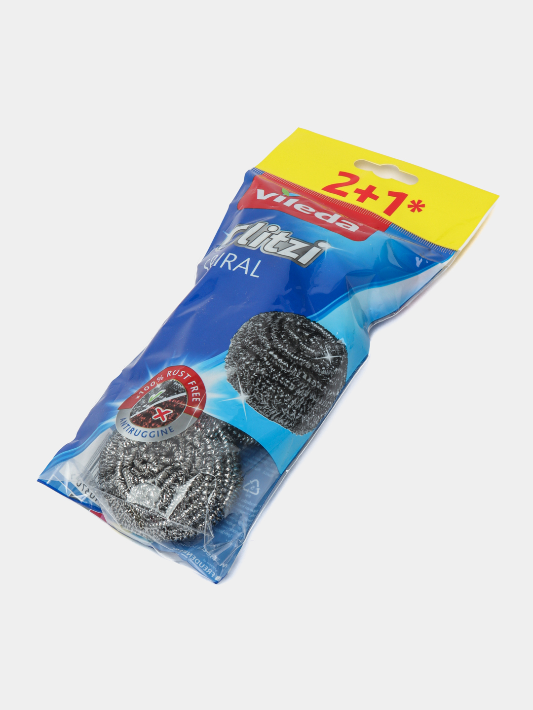 Vileda Glitzi Spiral metall gubkalar to'plami, 3 dona, spiralli, idishlarni tozalash uchun