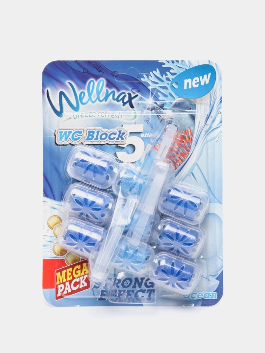 Блок ободок для туалета Wellnax 3 Mega, oкеан, 3 * 57 г - 
