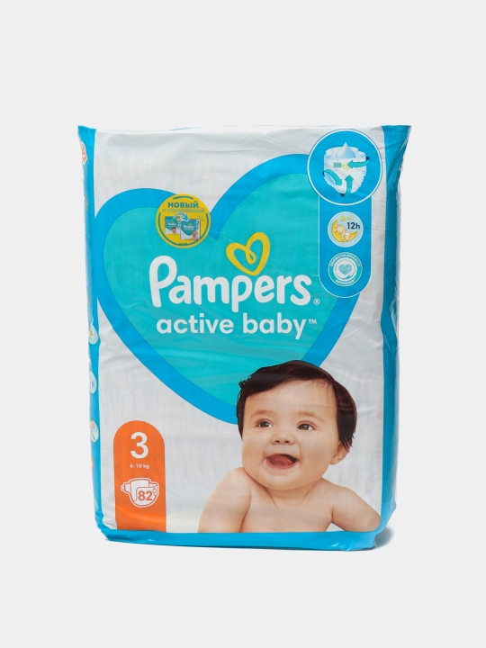 Подгузники для детей Pampers Active Baby, 3 размер, 6-10 кг, 82 шт