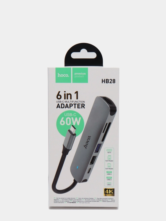 Hub adapter Type-C HDTV PD USB3.0 USB2.0 SD TF HUB Hoco HB28