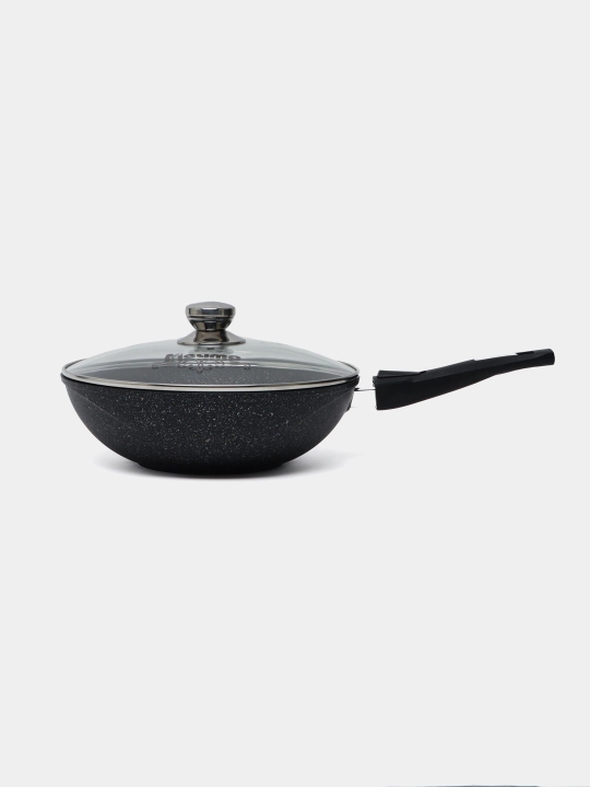 Tova WOK "Мечта" yechiladigan dastali va shisha qopqoqli, 28 sm Granit Star ultra seriya