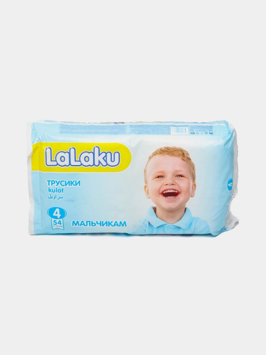 Подгузники трусики для мальчиков Lalaku, 4 размер, 7-14 кг, 54 шт