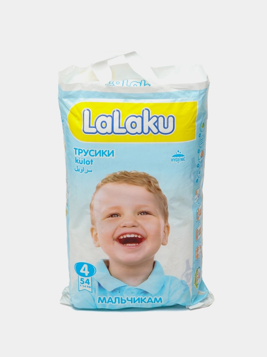 Подгузники трусики для мальчиков Lalaku, 4 размер, 7-14 кг, 54 шт - 