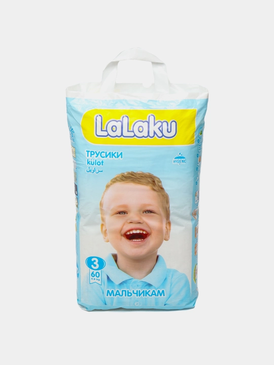 Подгузники трусики для мальчиков Lalaku, 4-8 кг, 3 размер, 60 шт - 