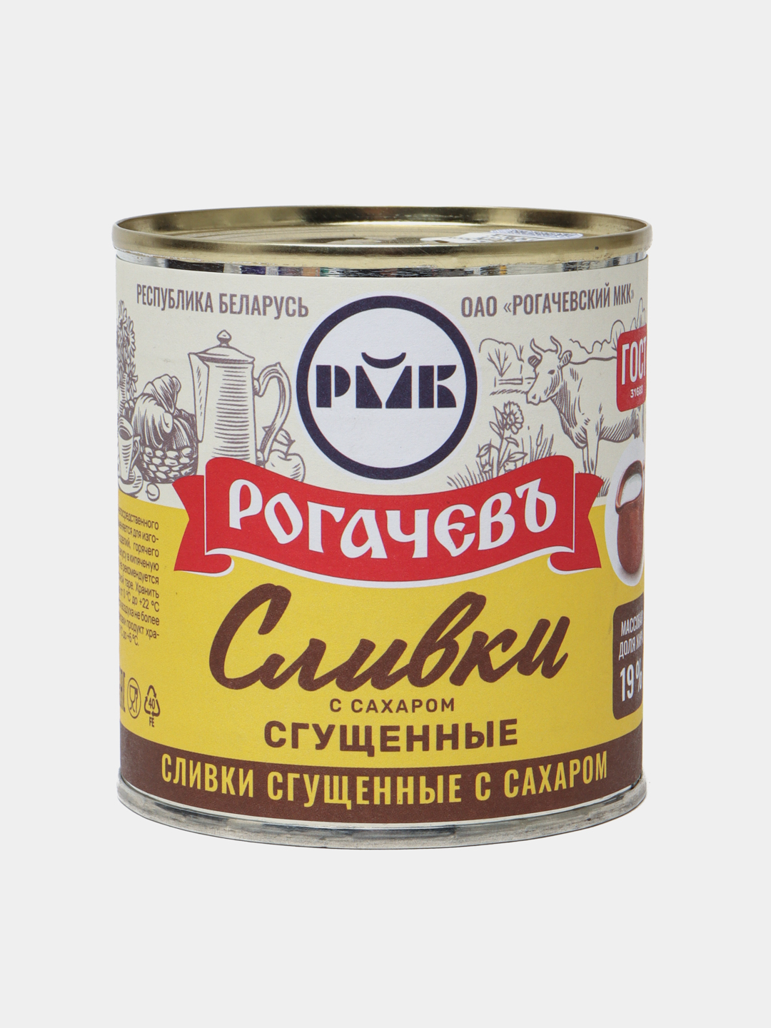 Купить Сливки сгущенные Рогачев, с сахаром 19%, 360 г за 20000 сум с ...