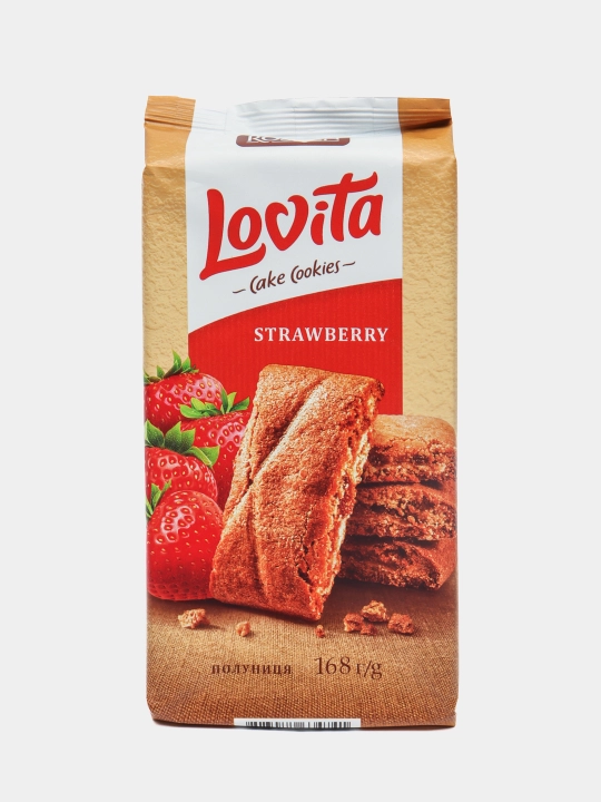 Печенье Lovita с клубничной начинкой, 168 г - 