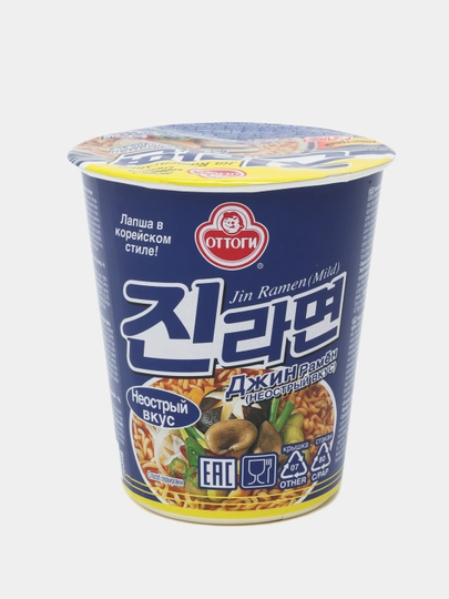 Лапша быстрого приготовления в стакане Jin Ramen Cup Mild, неострый вкус, 65 г — DAEJONG-P03F765