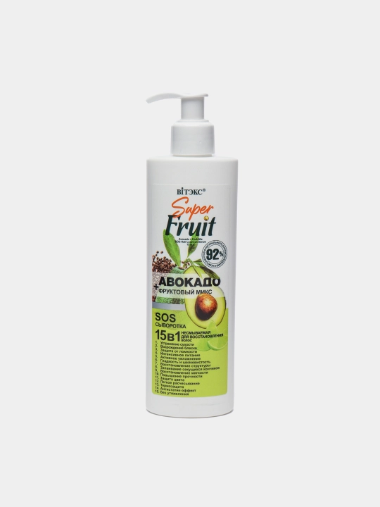 Sochni tiklash uchun zardob SOS Super Fruit,avakado + meva aralashmasi 15 tasi 1 da,200 ml