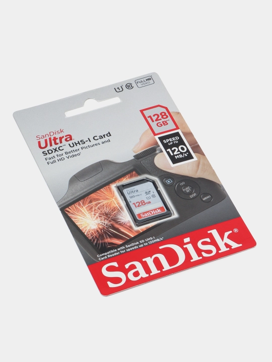 SanDisk Ultra SD flesh-disk, 128 GB, kamera uchun
