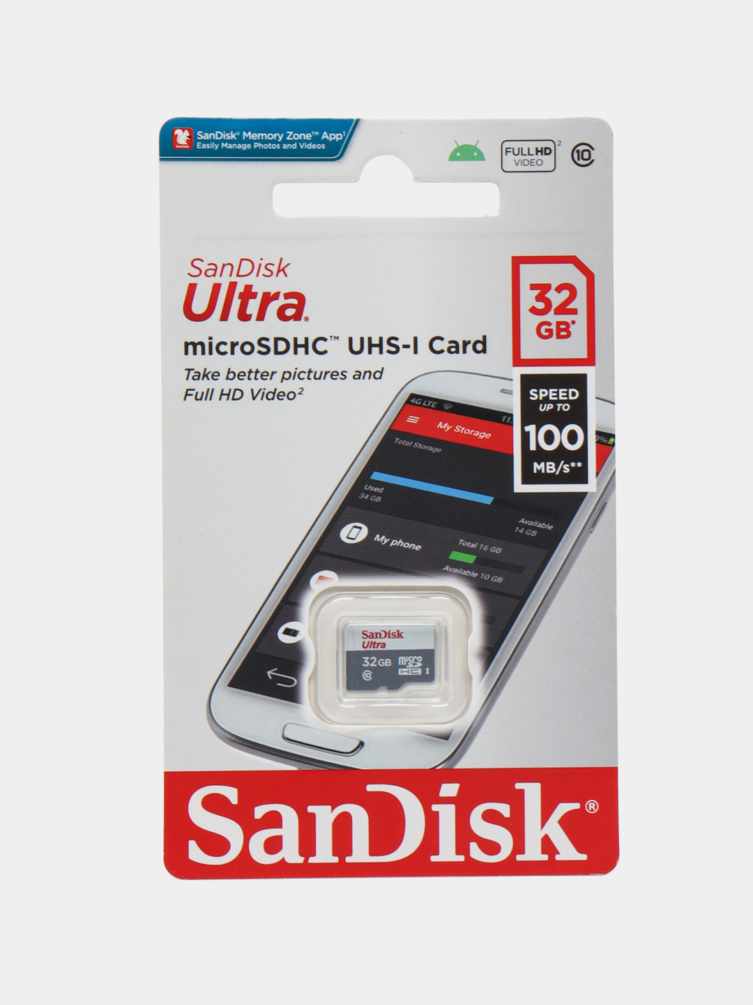 Карта памяти SanDisk Ultra для телефона 4 ГБ, 8 ГБ, 16 ГБ, 32 ГБ, 64 ГБ, 128  ГБ, 256 ГБ купить по низким ценам в интернет-магазине Uzum (268534)