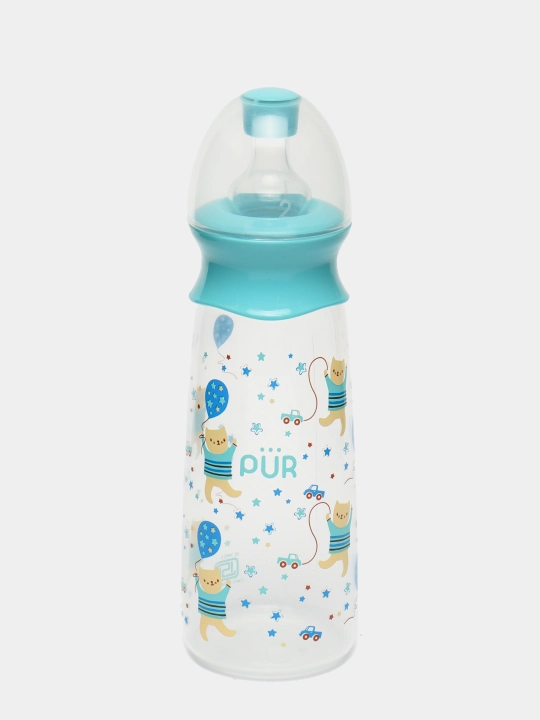 Oziqlantirish uchun butilka Pur 1102, silikon so'rg'ichli, 250 ml - 